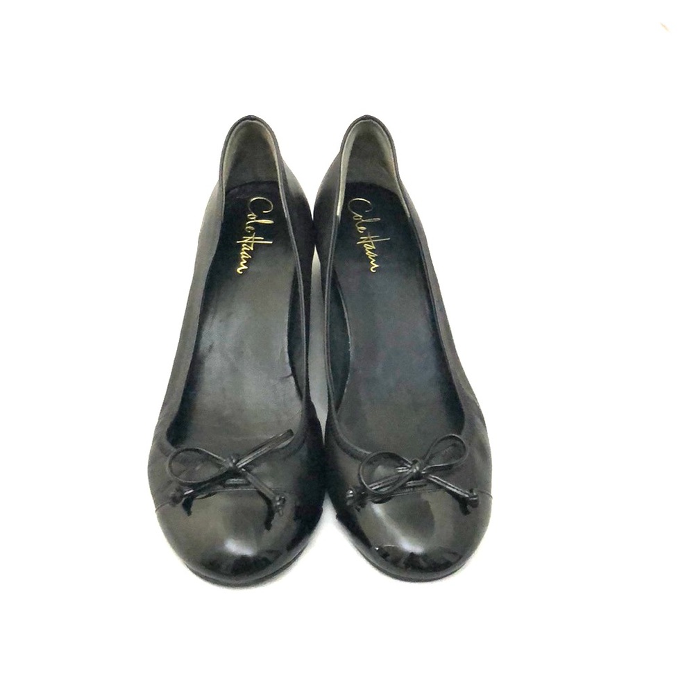 COLE HAAN Nike Air Black Leather Tali Wedges